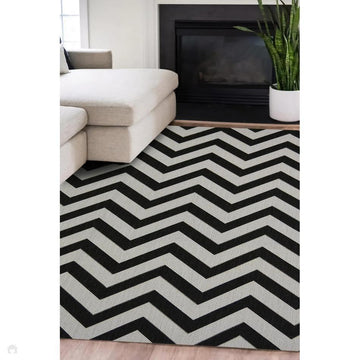 County Chevron Black In-Outdoor Flatweave Rug-Melrose-Rug Love - The Most Loved Rug Store